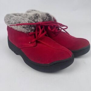 Lands End Women's 8 Red Boots with Fur Leather